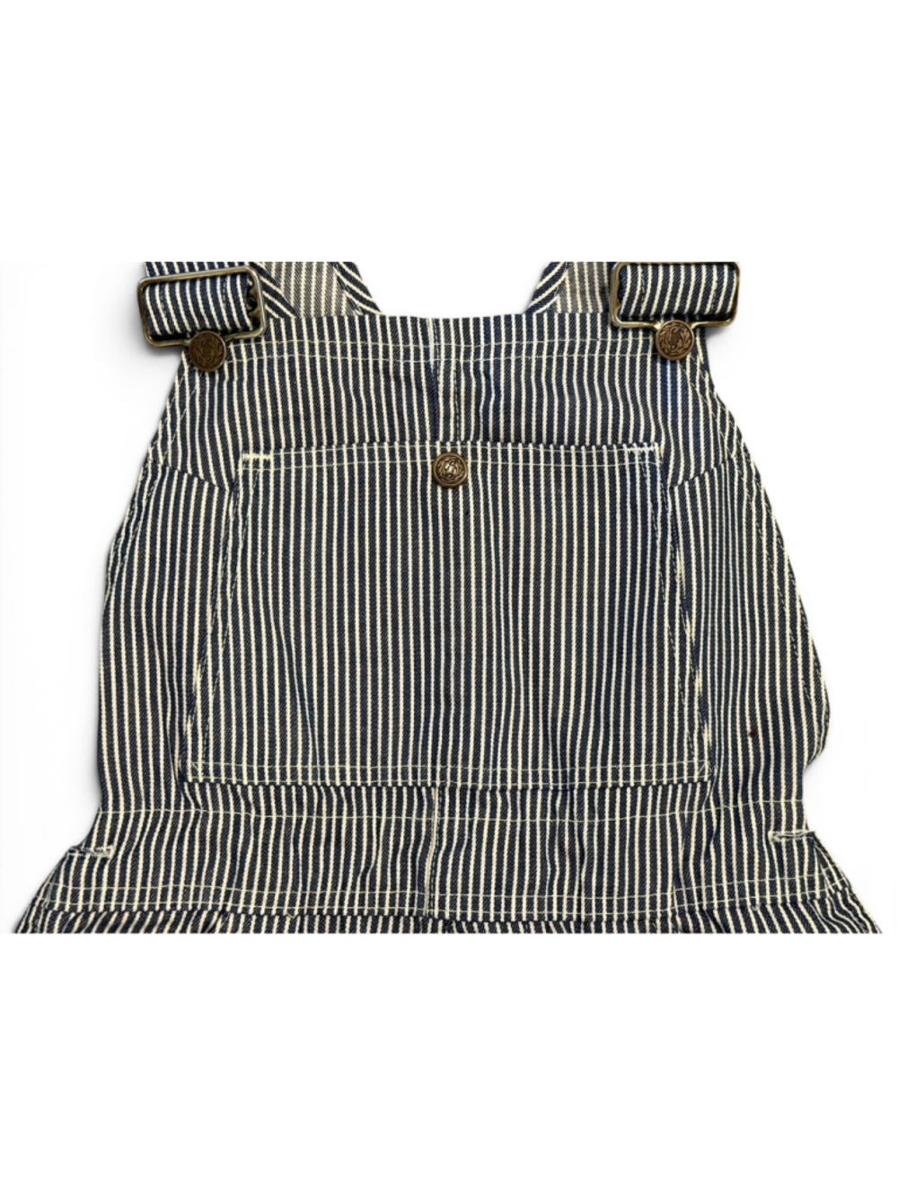 Vtg 70s Sears JR Bazaar Womens Hickory Stripe Overalls Railroad Denim Bibs Sz S - Picture 6 of 11